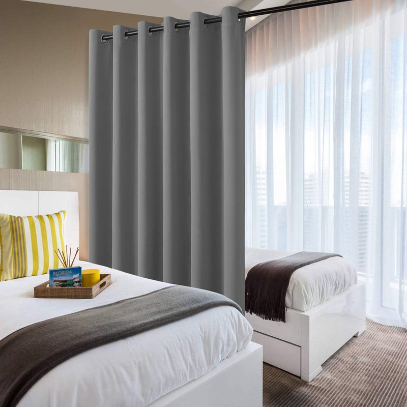 DWCN Total Privacy Room Divider Blackout Curtain - Thermal Curtains for Patio Door, Living Room, Bedroom Partition and Shared Office, 1 Grommet Divider Room Panel, 8.3ft Wide x 8ft Tall, Light Grey - Image 3